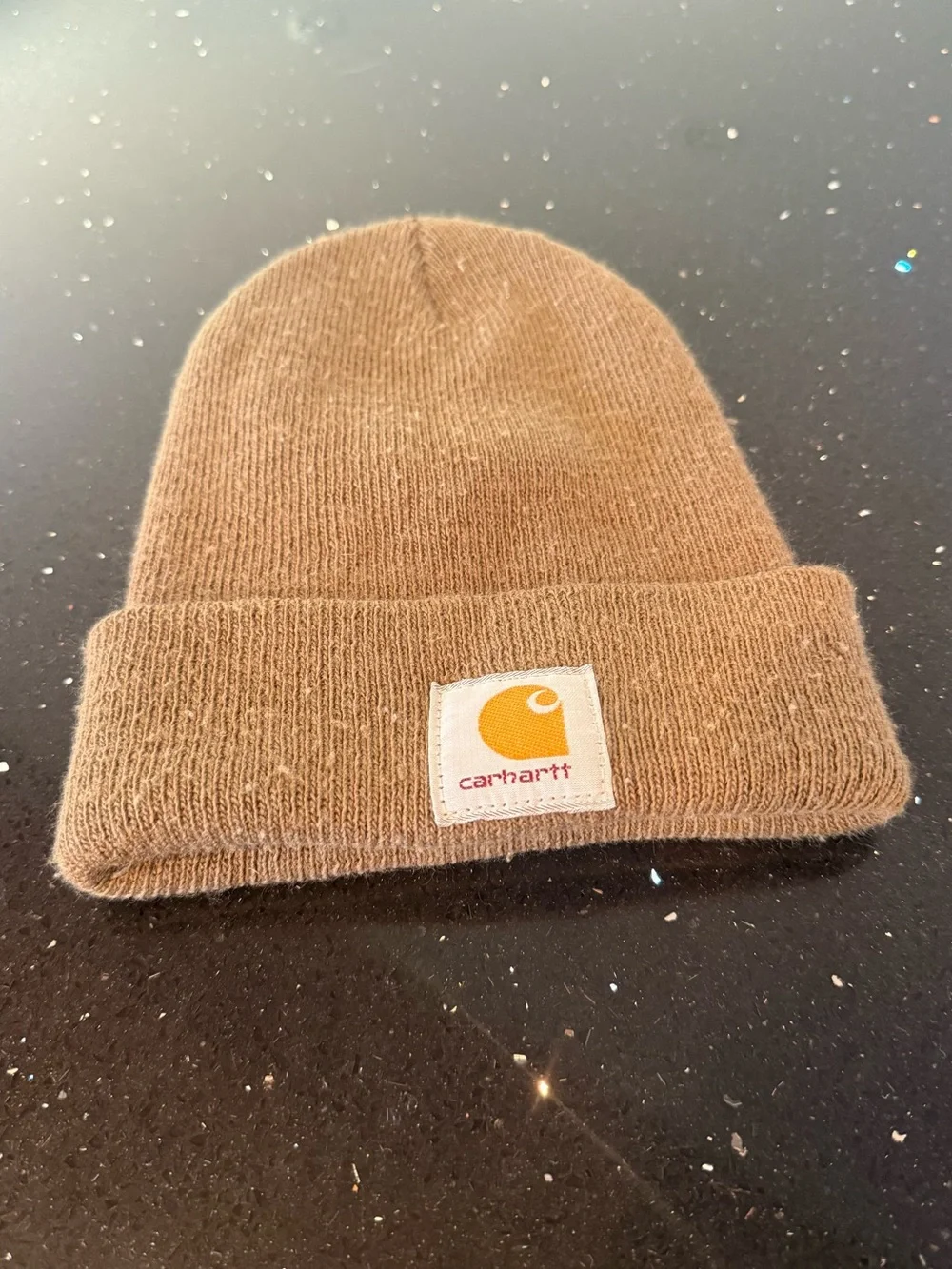 Carhartt Tan Cuffed Knit Beanie with Logo Patch